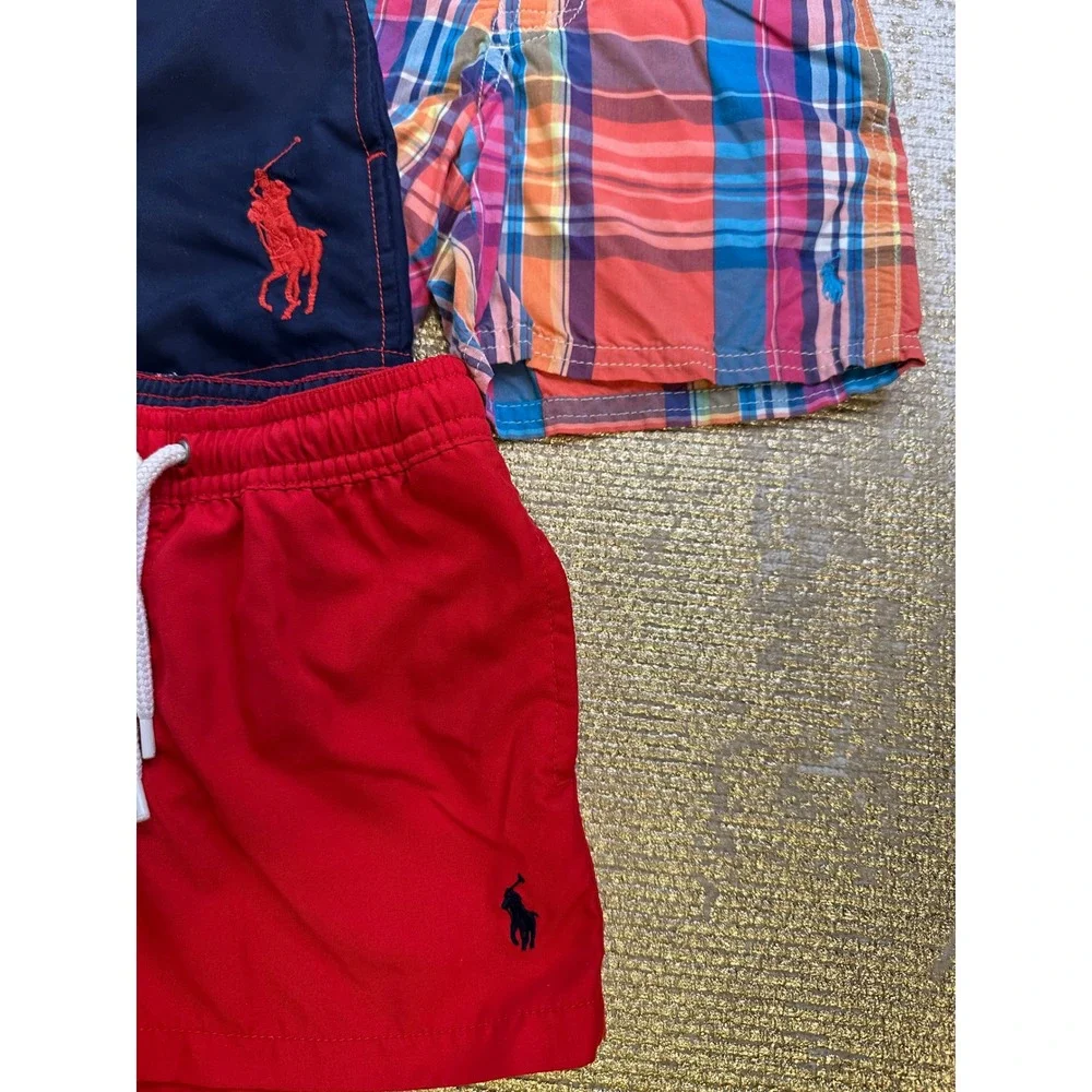 POLO RALPH LAUREN Toddler Boy Preppy Plaid Swim Trunks Bundle Summer Vacation 3T